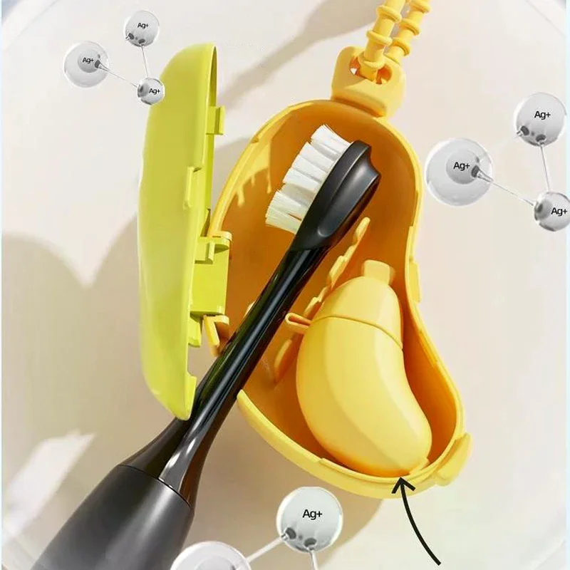 Banana Toothbrush Head Protective Cover With Toothpaste Compartment Toothbrush Dust Clamp Portable Travel Style Storage Box
