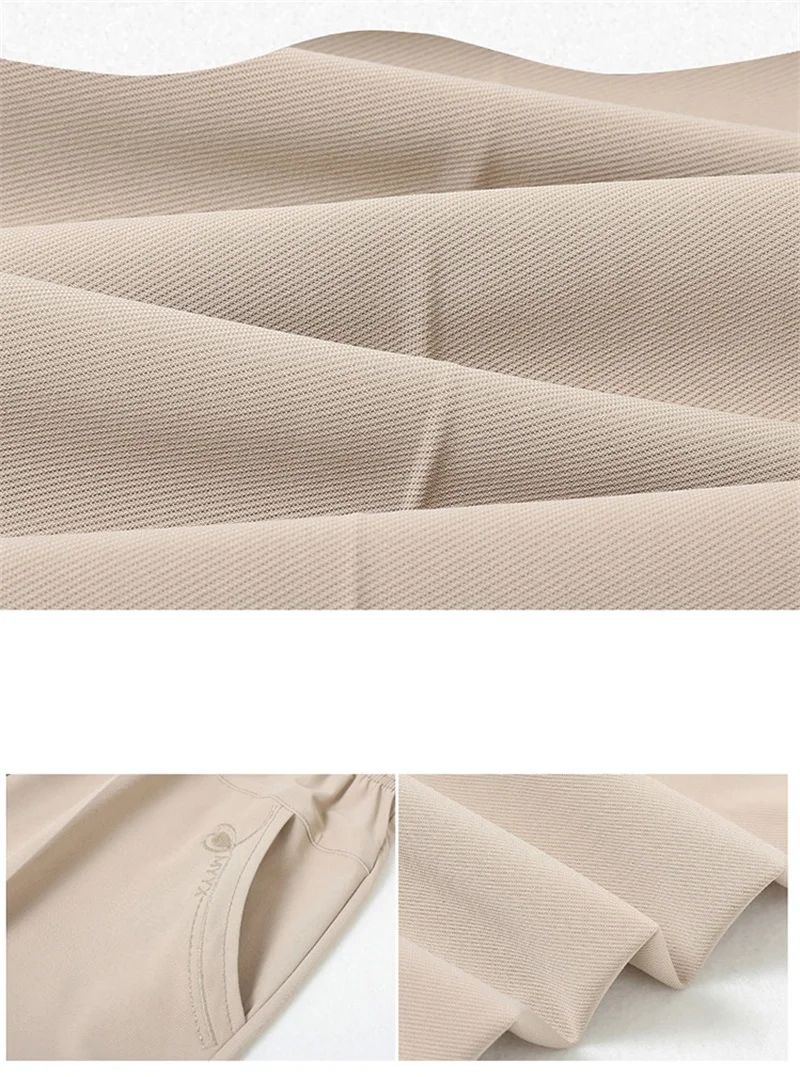 Extra Large Mom Summer Straight Pants Middle-Aged Women Elastic High Waist Grandma Ice Silk Cropped Pants Female Casual Pants