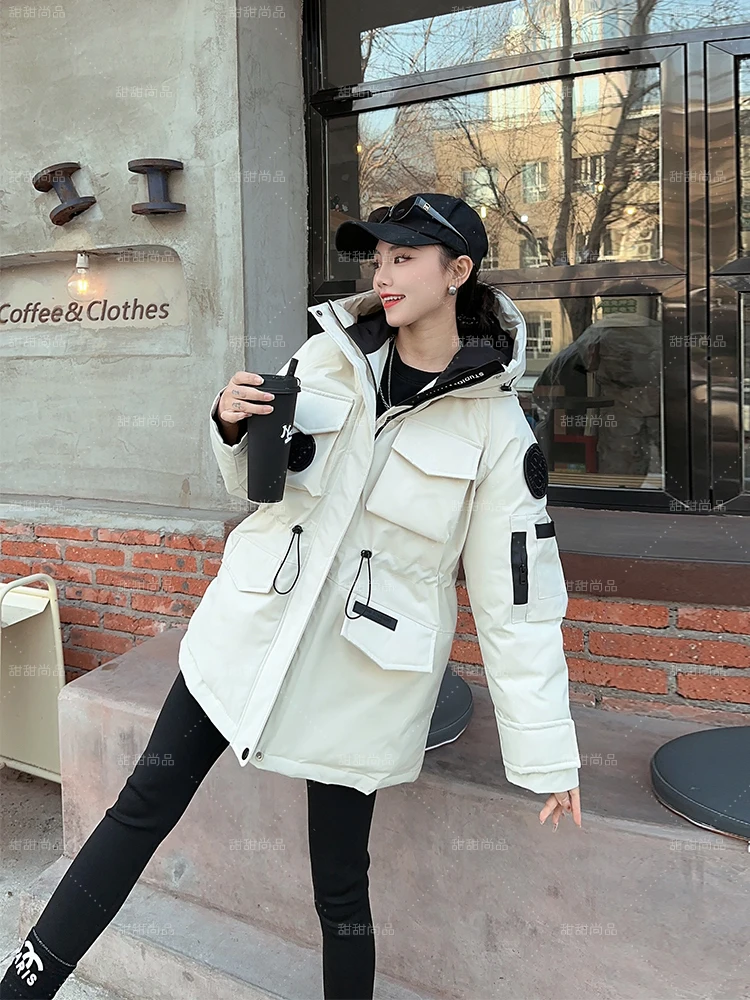 2025 Winter Women Parka Jacket Warm Thick Down Cotton Coat Female Loose Oversize Hooded Glossy Pocket Overcoat