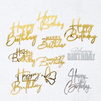 Golden Acrylic Happy Birthday Cake Toppers Adult Kids Birthday Cake Decoration Baby Shower DIY Dessert Cake Insert Multi Styles