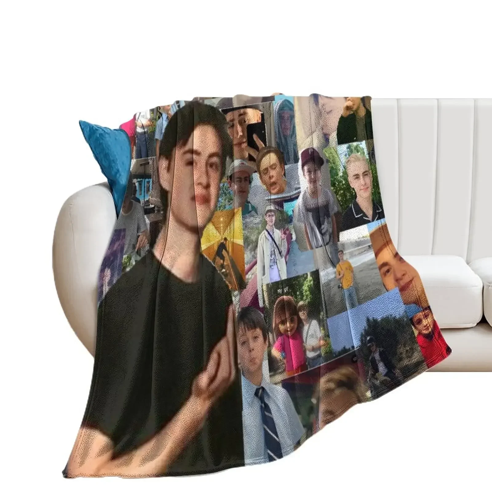 

Jaeden Martell Collage Throw Blanket Soft Plush Plaid cosplay anime Sofas Nap Blankets