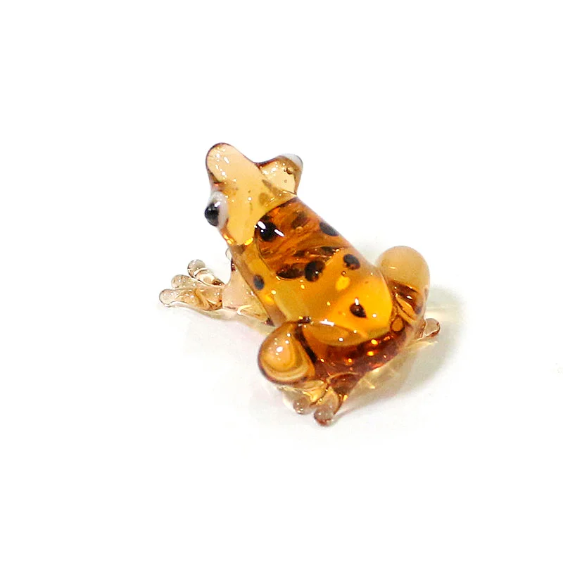 2 Stück Bunte Mini-Glas-Tierfiguren Niedliche Frosch-Miniatur-Statuen Ornamente für Zuhause Tischdekoration Feengarten Bonsai Deko-Zubehör – Detail 24
