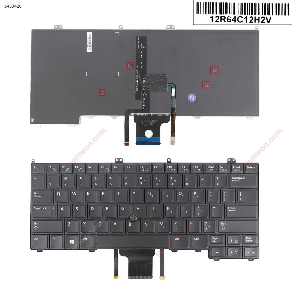 Teclado para DELL Latitude E7440 E7420 E7240 NEGRO con retroiluminación y trackpoint 1812X13 US