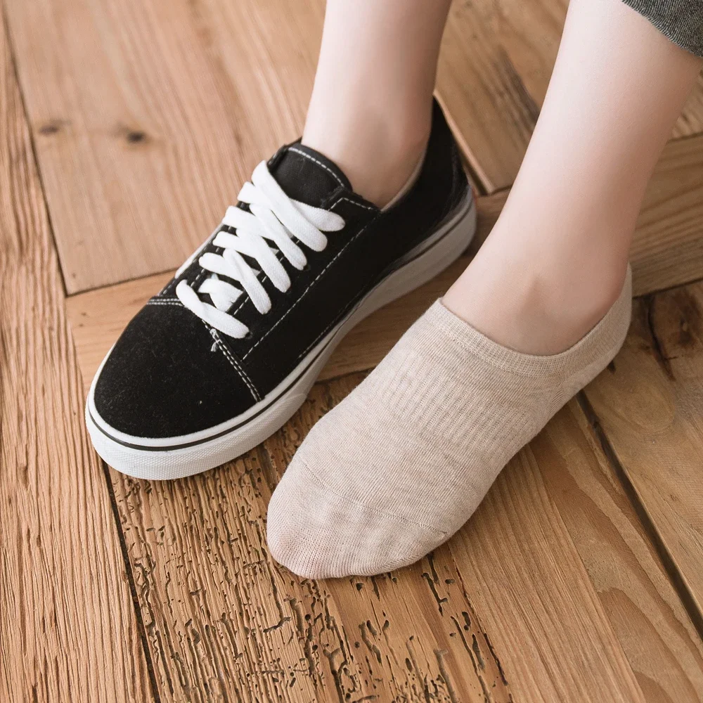 10 Pairs Unisex No-show Socks Women Men Low Cut Slipper Invisible Socks Summer Thin Cotton Short Socks