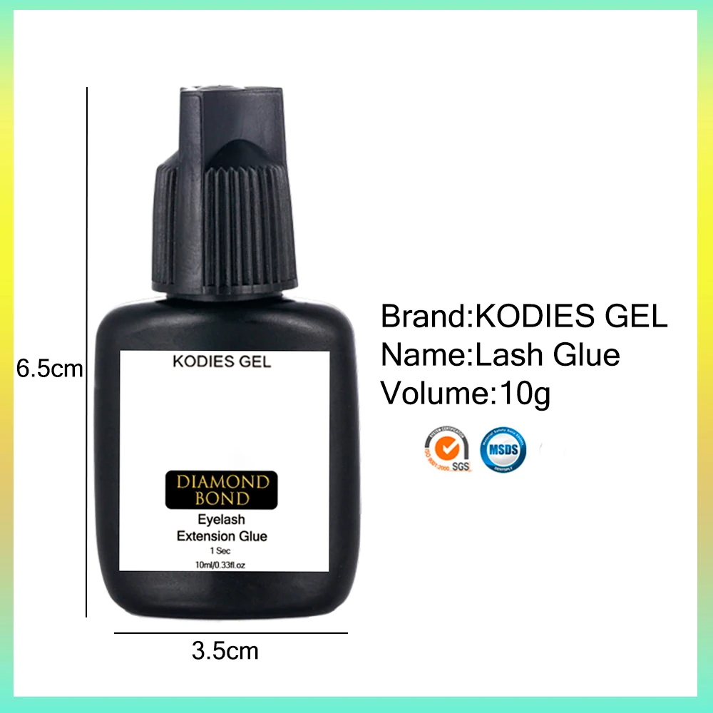 KODIES GEL Eye Lash Glue for Flase Eyelash Extension 10g 1 Second Fast Dry Diamond Bond Glue Extra Strong Waterproof Makeup Tool