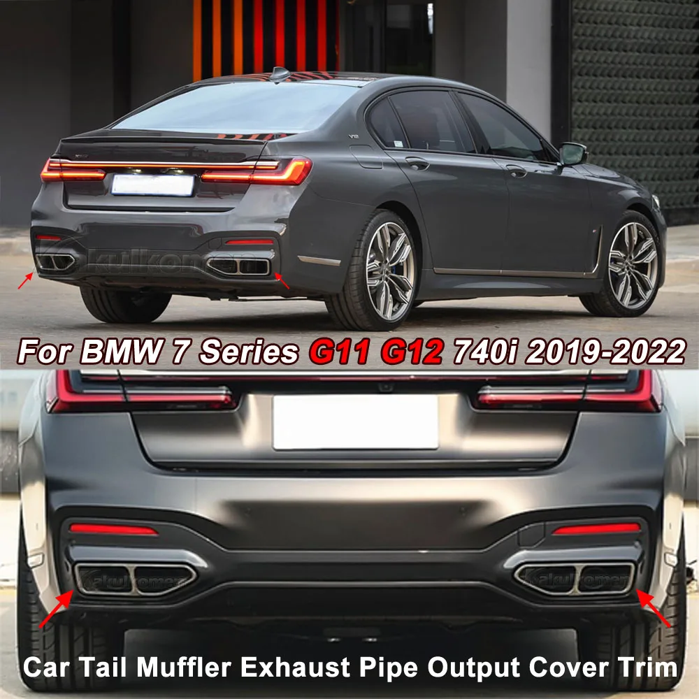 

For BMW 7 Series G11 G12 740i 2019-2022 Car Tail Muffler Exhaust Pipe Output Cover Trim Stainless Car Styling Accessories Parts