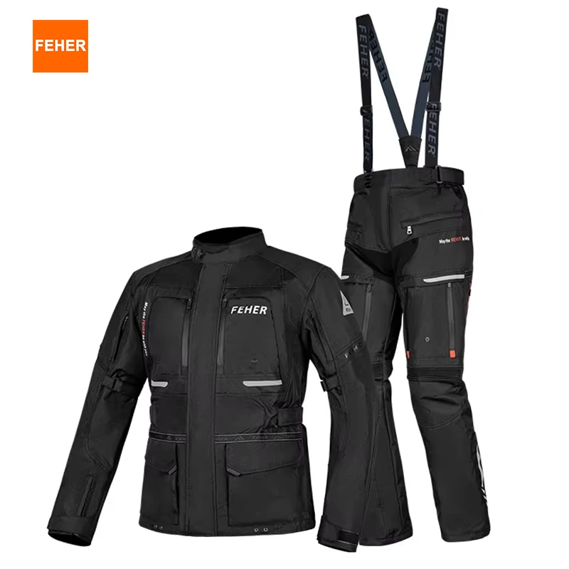 

Мотоциклетные раллийные костюмы FEHER, мужские четырехсезонные трехслойные ветрозащитные водонепроницаемые профессиональные костюмы для приключений и длительных путешествий