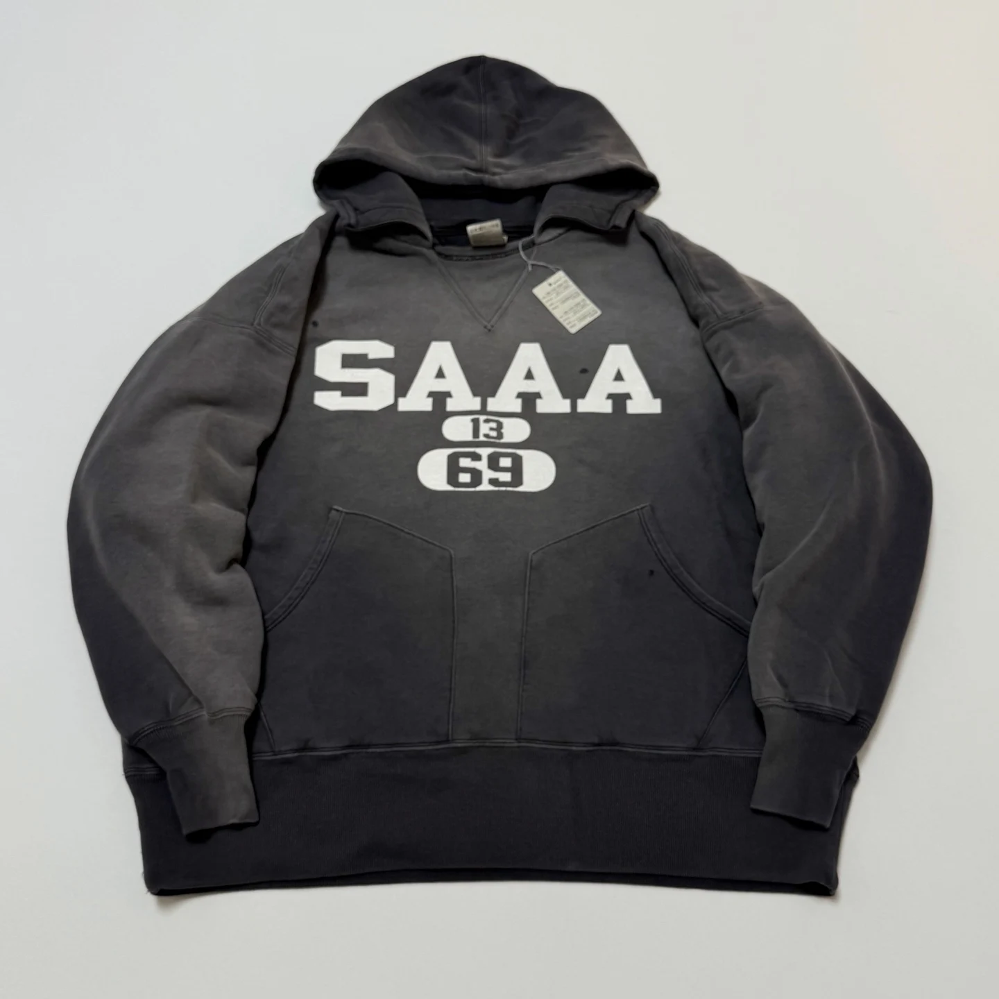 

Washed Black SAINT Hole Hoodie Men Women Best Quality Heavy Fabric Hooded Pullover