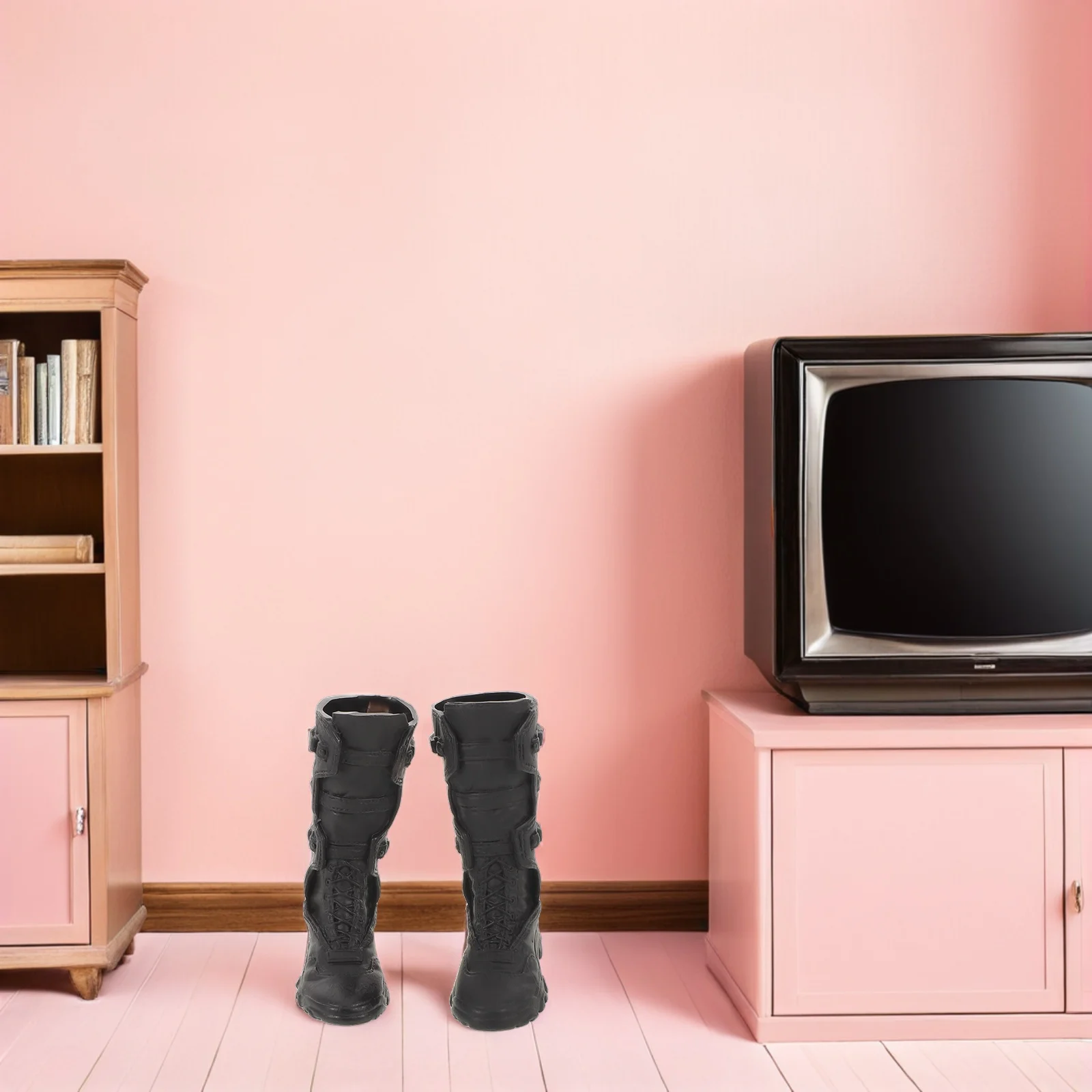 

1 Pair 1/6 Scale Mini Soldier Boots Black Action Figure Shoes Direct Insert Design For Bjd Durable Plastic Footwear Male Figure