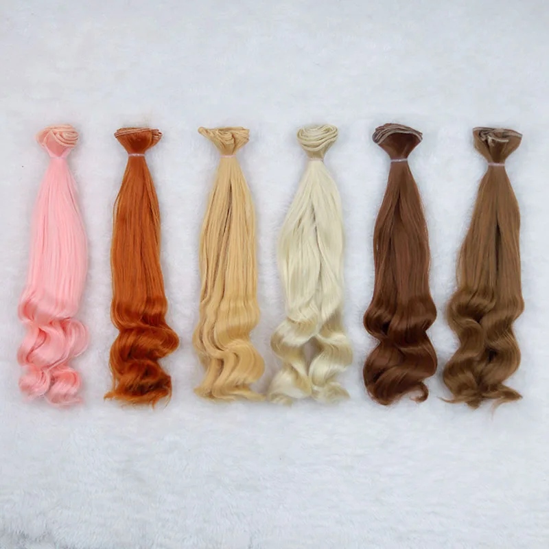 25cm Big Wave Wig High Temperature Heat Resistant Doll Hair For 1/3 1/4 1/6 BJD Diy Curly Wigs Semicircle Buckle Gradient