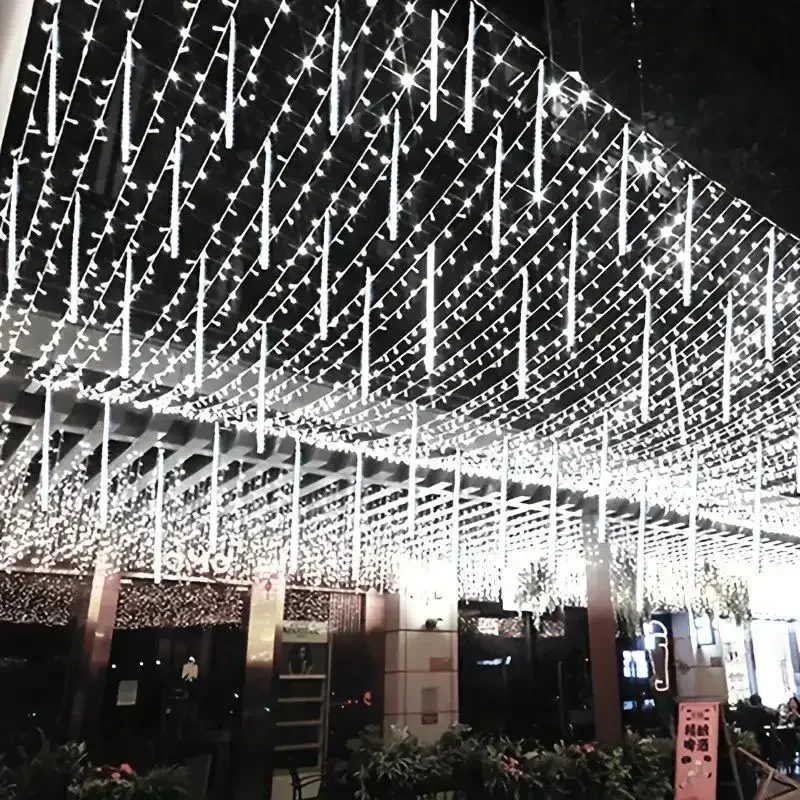 

32/24/16/8 Tubes LED Meteor Shower Lights Falling Raindrop Fairy String Light for Christmas Holiday Party Patio Decor Outdoor