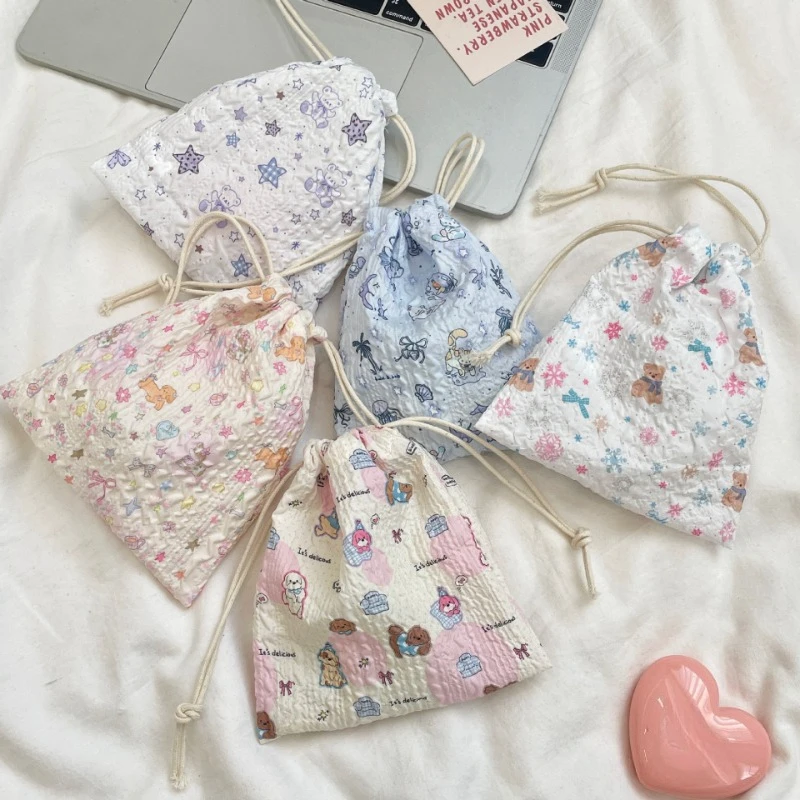 1 шт., косметичка с тиснением мультфильма на шнурке, милая портативная косметичка для хранения, сумка-органайзер для макияжа и аксессуаров