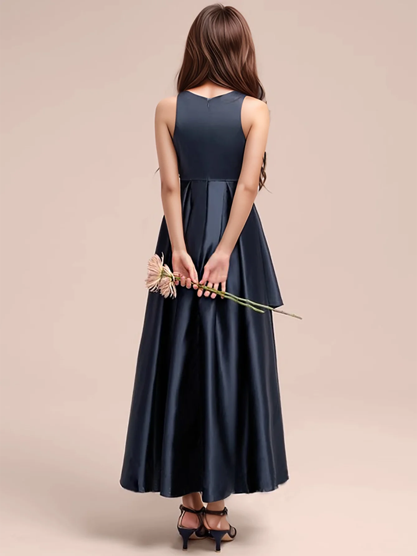 Teenagers' Royal Blue High-quality Long Dress for Young Girl Party Performance Wedding Evening Dress