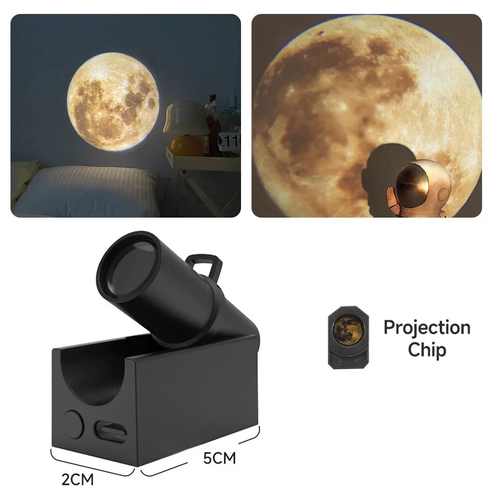 LED USB Night Light Rechargeable LED Moon Projector Atmosphere Lamp Background Wall Decoration Light For Bedroom Birthday Gift