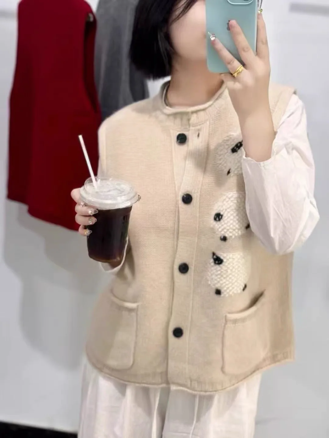 2 Farben Damenweste aus 100 % Wolle, neue Strickjacke, ärmelloser Damenpullover, lockere Jacke, kurze Herbst- und Winterwollweste