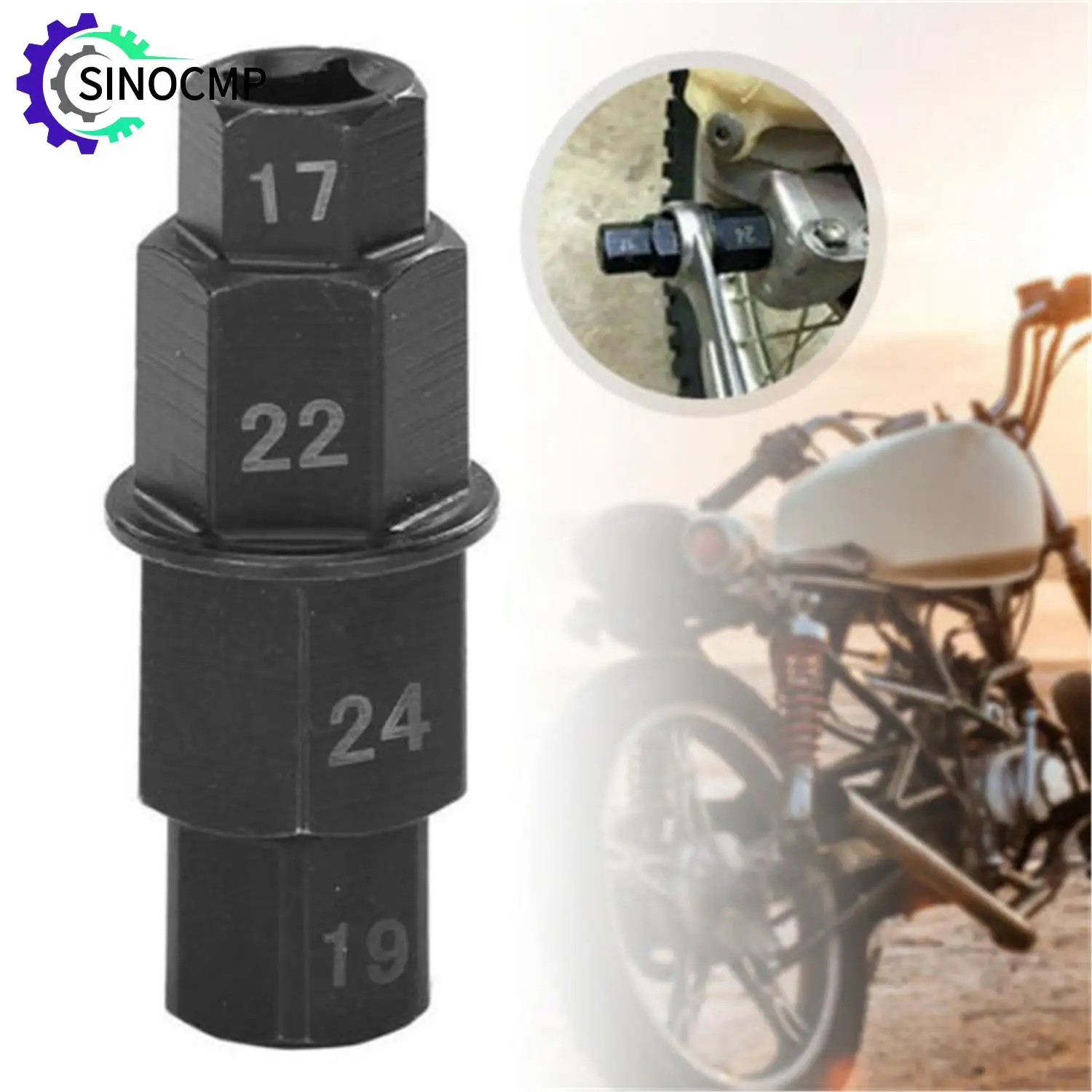 Kit d'outils de réparation de Moto à axe hexagonal 4 en 1, robuste, 3/8 pouces, pour axe 17/19/22/24mm, outil de retrait de pilote de broche hexagonale, outil d'essieu de Moto