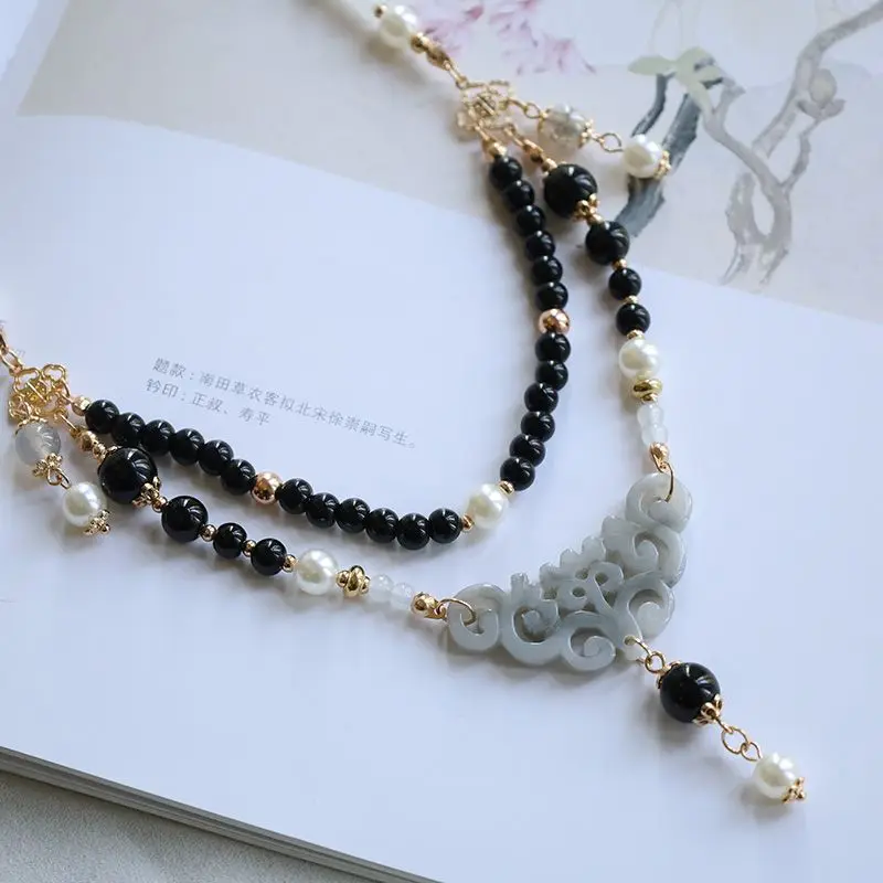 Ink-and-wash New Chinese Necklace Horse Dress Accessories Necklace Retro Joker Oriental Elegance Bead Jewelry Women's Pendant