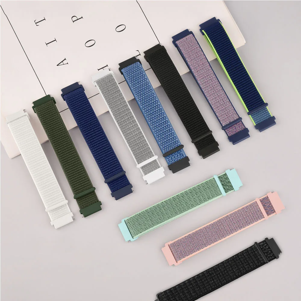 حزام نايلون 18 ملم لساعة Garmin Vivoactive 4S/3S/2S Venu2S/3S لساعة Huawei النسائية Gen 4/6 5E 42 ملم GT 4/GT4 41 ملم