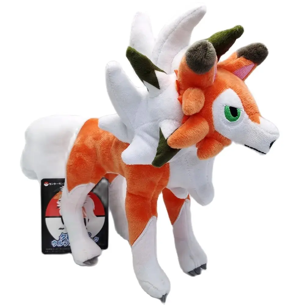 Pokemon LEGENDS Orange Lycanroc Dusk Form 12 inches Plush Toy , Cartoon Game Scarlet Violet Wolf Sword and Shield Stuffed Animal