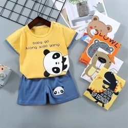 Kids Clothes Toddler Boys Cartoon Outfits Baby Girls Summer Tees Suits 1 2 3 4 Years Children Clothing T-shirt + Shorts