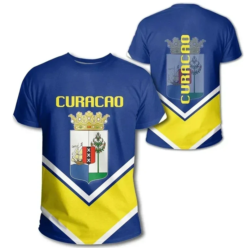 NONE Curacao Republik T-Shirt Sommer Männer Curacao Flagge T-Shirts Street Sportswear Männer Frauen Gym Tops Kurzarm T-Shirts Kleidung 3