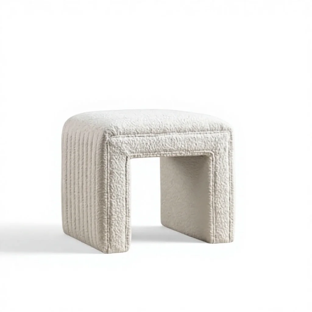 Modern Vanity Stool Ottoman Wooden Legs Fully Home Furniture for Makeup Room Living Room Entryway
