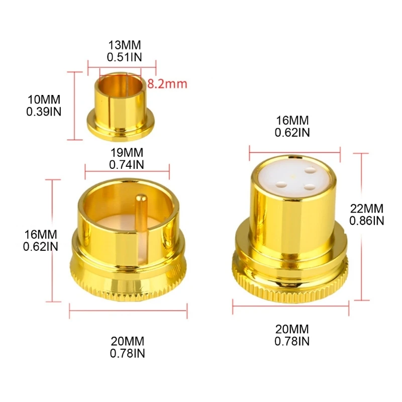 Paquete 3 uds RCA macho cubiertas protectoras a prueba polvo antioxidación para conectores enchufe