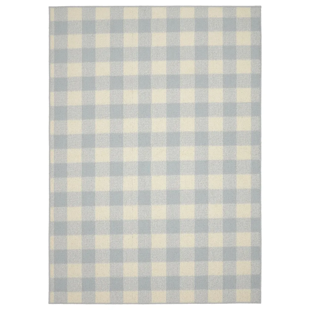 

Garland Rug Country Living Buffalo Plaid Polypropylene Soft Silver/Ivory Indoor Area Rug, 5' x 7'