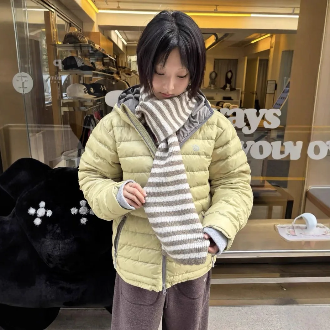 

AE стеганая куртка с капюшоном и логотипом 90 Du, корейская теплая верхняя одежда, женское стеганое пальто, полиэфирная ткань