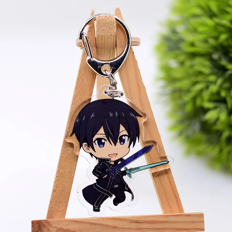 Cute Anime Keychain Sword Art Online Arcylic Cartoon Figures Keyrings Kawaii Key Chain Accessories