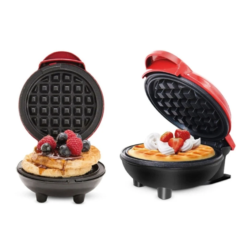 KX4B NonStick Mini Waffles Maker Small Waffles Bakings Pans NonStick Waffles Iron Portable Pancake Maker Machine Bakewares