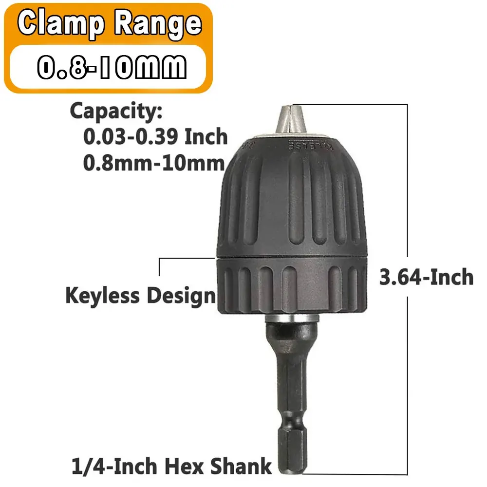 

Keyless Drill Chuck Converter 3/8"- 24UNF Thread Quick Change Adapter 1/4" Hex Shank