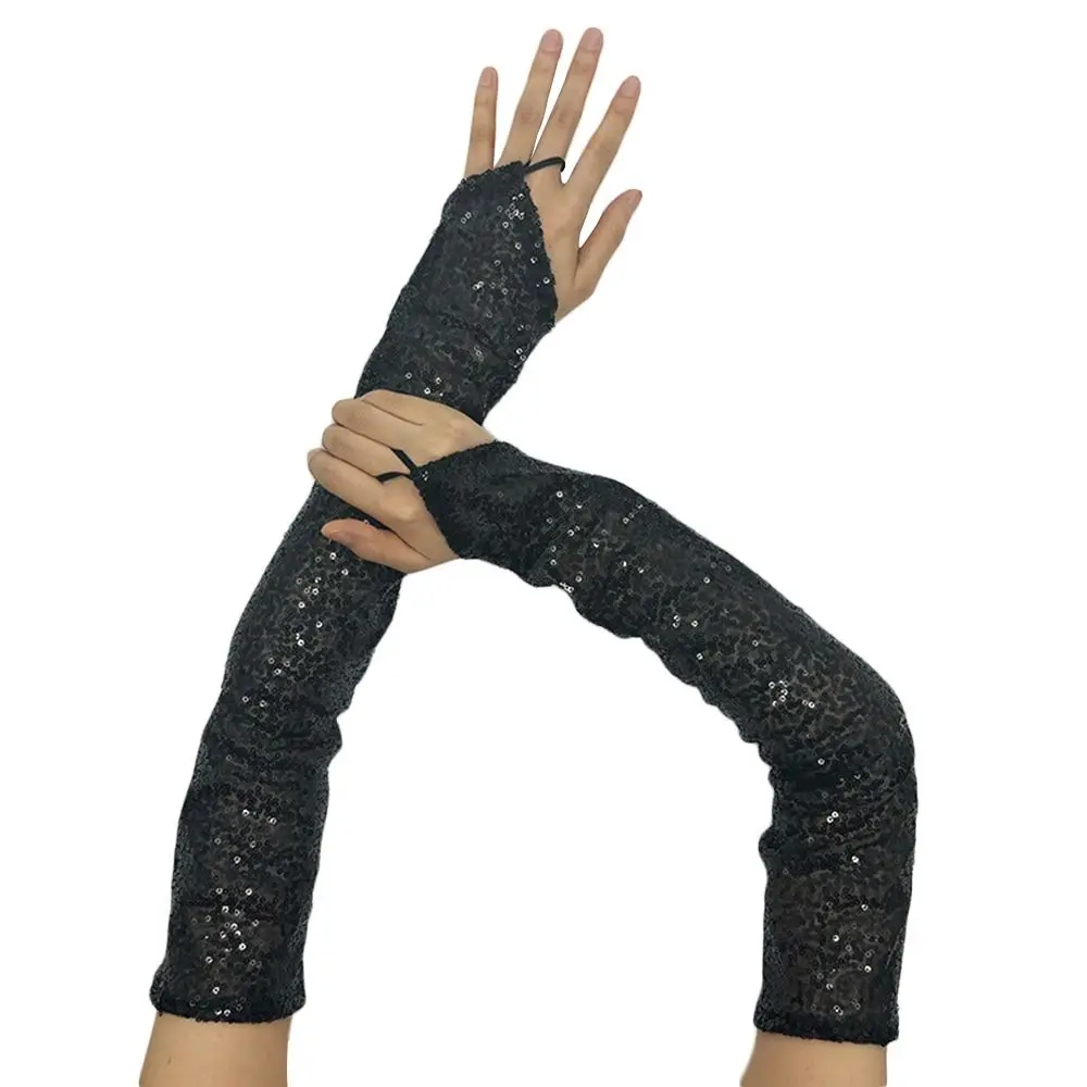 Fashion Vintage Sequins Gloves Shining Gothic Dancing Gloves Long Punk Club Handwear Party Club