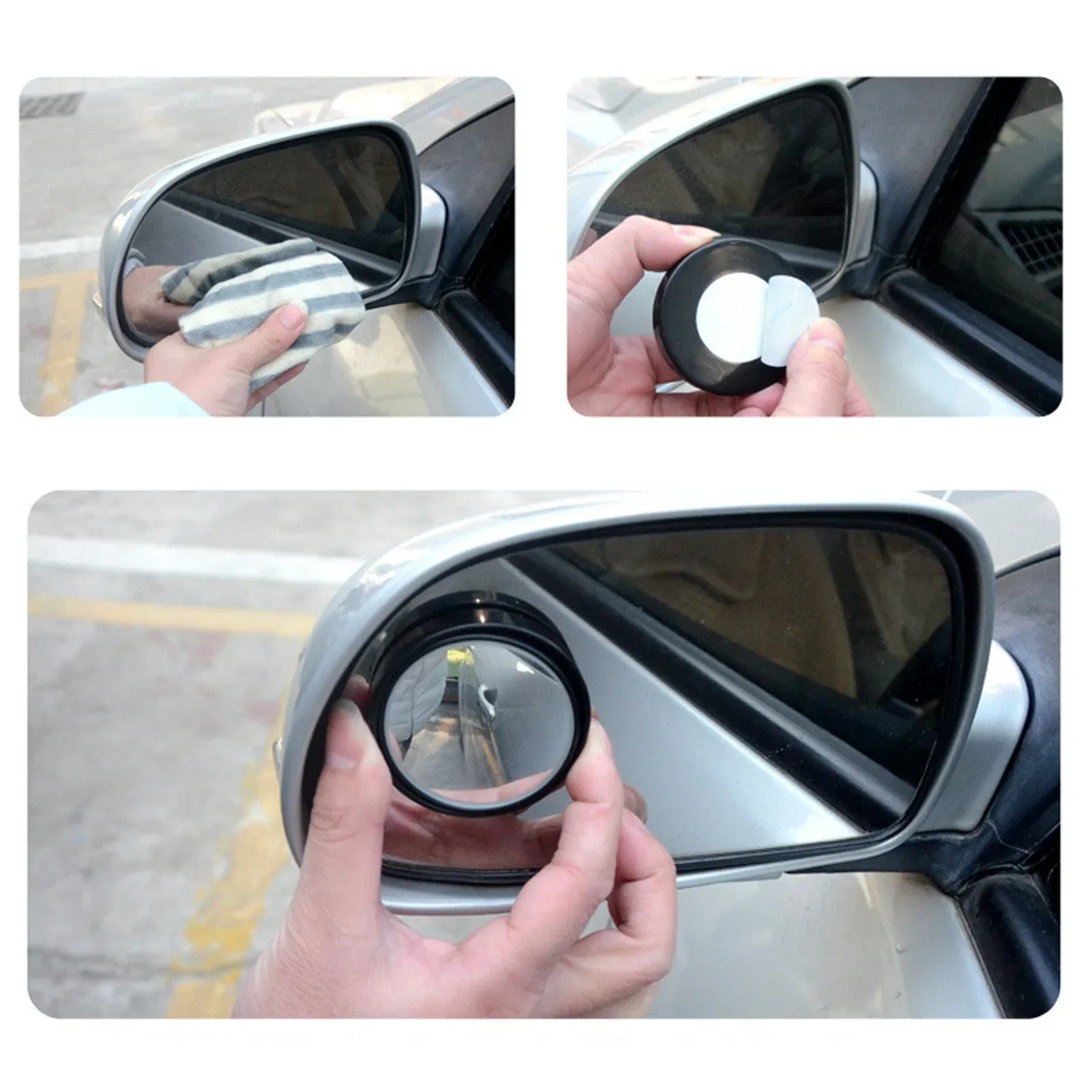 2Pcs Adjustable Round Car Reverse Auxiliary Rearview Convex Mirror Car Blind Spot Rear View Mirror Wide Angle 360 Degree Mirror