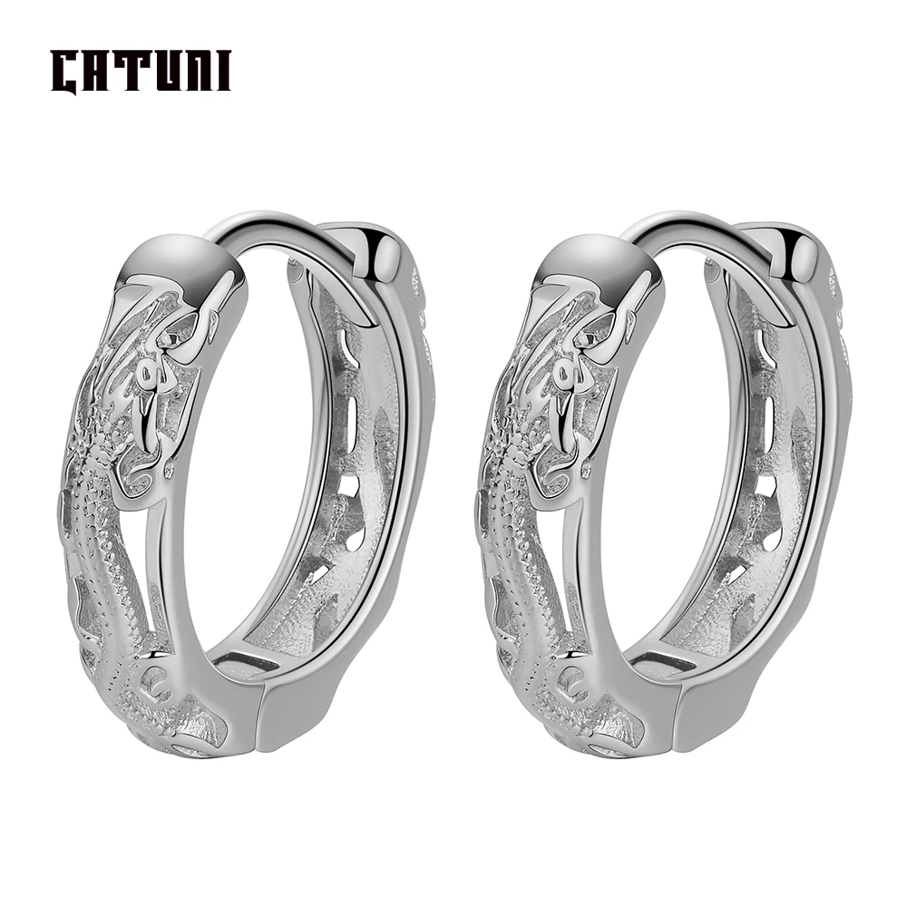 Catuni Hot Dragon полые металлические серьги-кольца в стиле панк, хип-хоп, рок, готические серьги, ювелирные аксессуары, подарки для мужчин, женщин, бойфренда