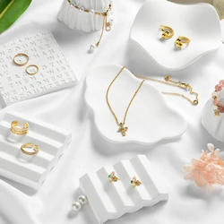 White Plaster Pendant Style Ornaments Earrings Necklace Ring Ornaments Shooting Background Scenery Still Life Products