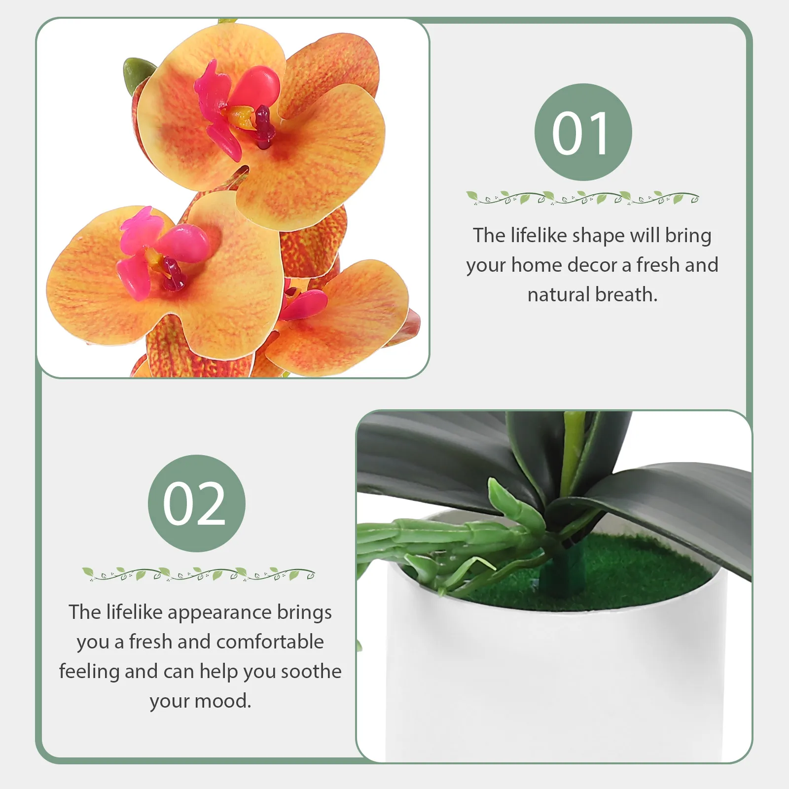 

Artificial Potted Orchid Plants Highly RealisticButterflyPot Flowers Colorful Orange White Pink Purple Yellow Decor