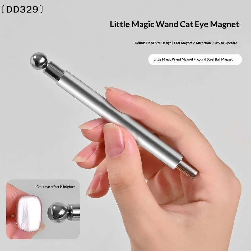 Multifunctional Strong Cat's Eye Magnet Wooden Handle Cylindrical UV/LED Gel Magnet Tool Double Head Nail Art Tool〔DD329〕