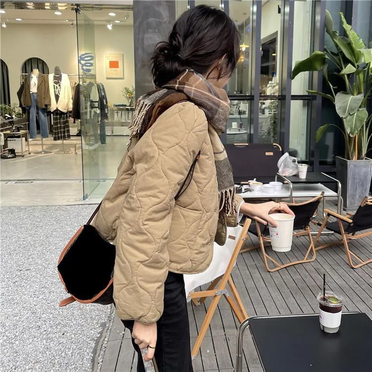 パーカー レディース ファム 秋 フランネル フリース裏地付き 菱形ボタンレス パイピングリブ袖口 チェック柄 長袖 クラシック ブリティッシュスタイル