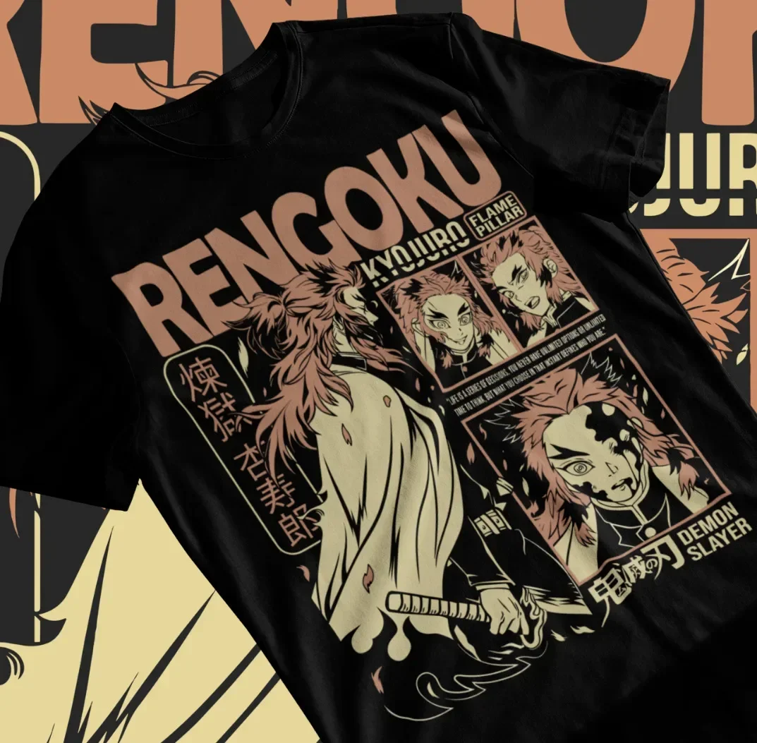 Camiseta de Anime Kyojuro Rengoku, Slayer Demon, Tanjiro, Unisex, suave, todas las tallas