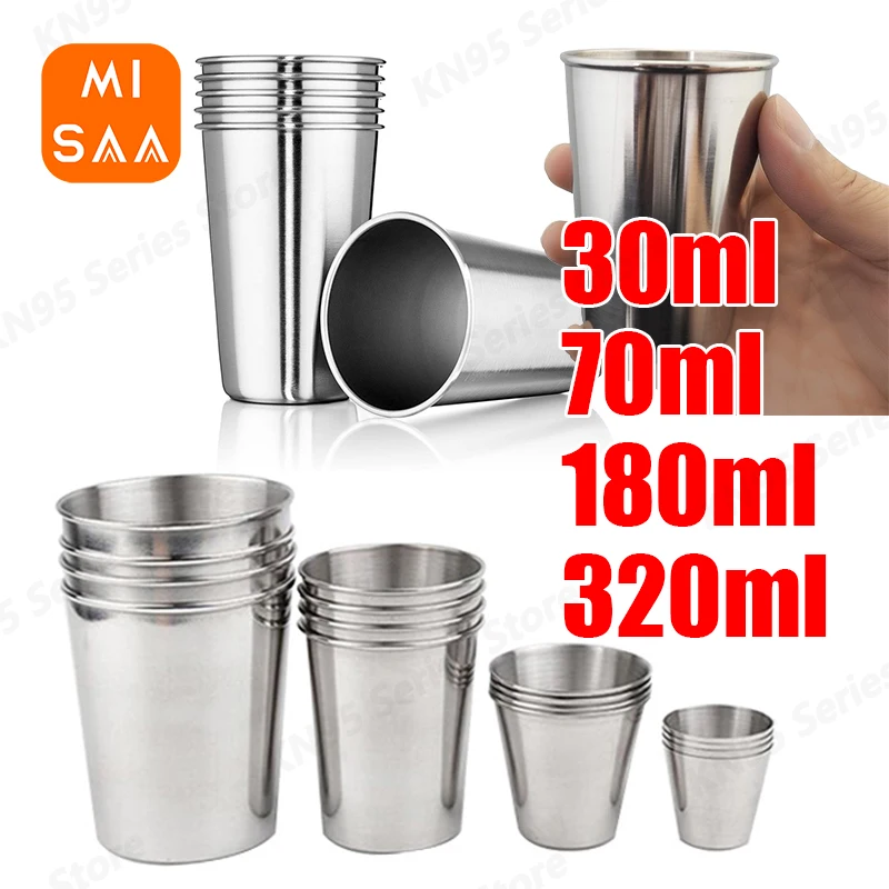 Stainless Steel Metal Cup Beer Cups White Wine Glass Coffee Tumbler Drinking Coffee Tea Mug Set Outdoor Travel Camping Mugs