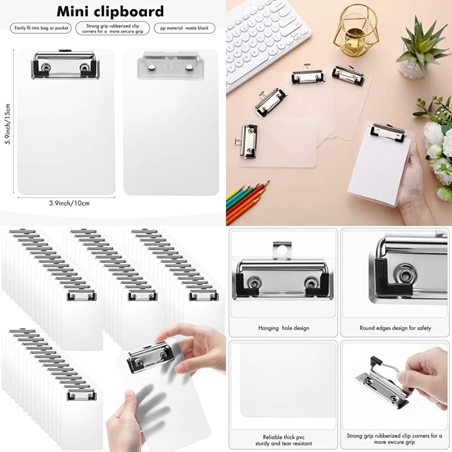 

60 Pack Bulk Mini Clipboards 4 x 6 Inch Memo Small Clipboards Plastic Check Presenters for Restaurants Pocket Small Notepads Re