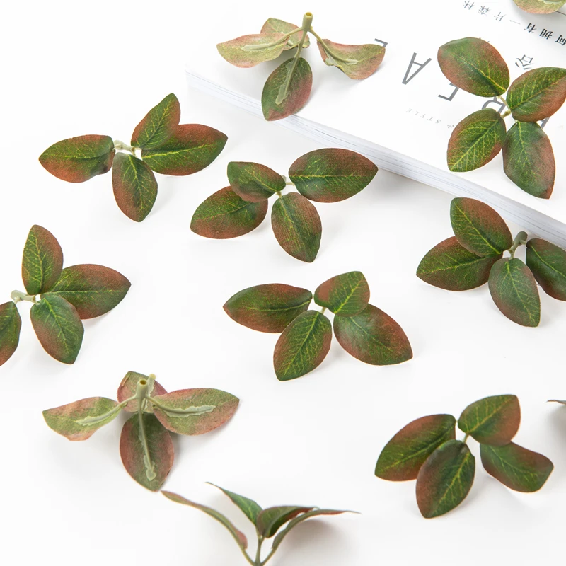 50PC Artificial Flowers Silk Tea Leaf Fake Plants DIY Scrapbook Candy Box Wedding Bridal Bouquet Christmas Home Party Decoration