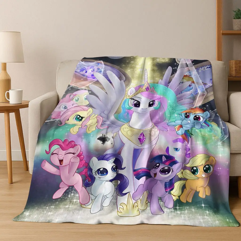 

2026 New My Little Pony Unicorn Cartoon Flannel Blanket,Warm and Cozy Soft Throw Blanket for Home Bedroom Bed Sofa Cover Kids