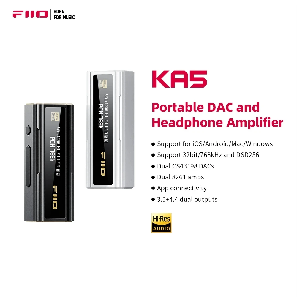 

Усилитель для наушников Coupon & FiiO KA5 USB DAC Dual CS43198 Chip 3,5/4,4mm аудио кабель PCM 768khz DSD256 для Android IOS WIN10