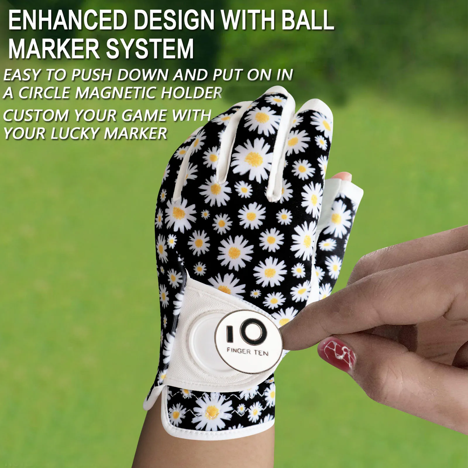 New All Weather Golf Gloves Women Leather Wear on Left Right Hand Ladies Glove with Ball Marker Accessories Drop Shipping