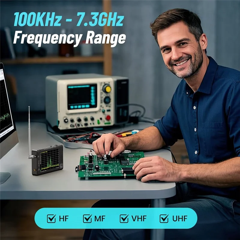ABLN-ZS-407 Tinysa Ultra Plus Handspektrumanalysator mit ZK06-BM LNA-Verstärker 4 Zoll 100 kHz bis 7,3 GHz Signalgenerator