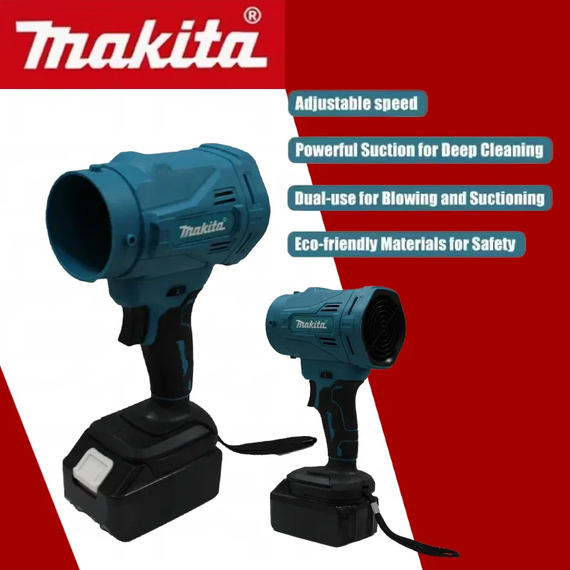 

Высокоскоростная бесщеточная электрическая воздуходувка Makita, 6-скоростной турбовентилятор, 130000 об/мин, мощный беспроводной воздуходув-пылесос, совместим с 18/20В
