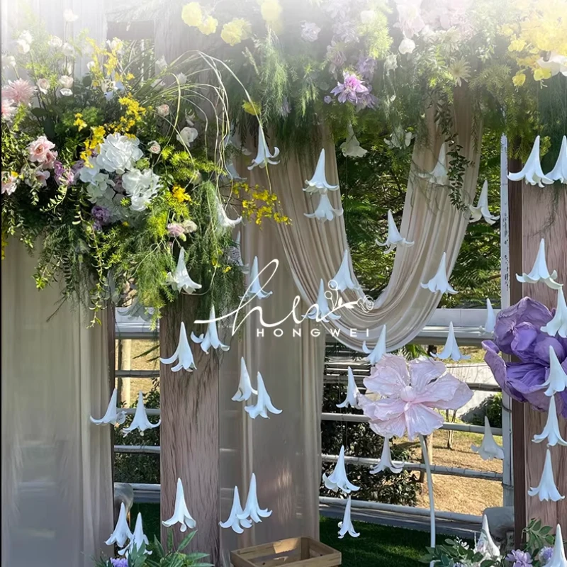 

100pcs Wedding Ceiling EVA Lily Flower String Hall Stage Background Decoration Welcome Road Guide Wall Backdrop Arrangement