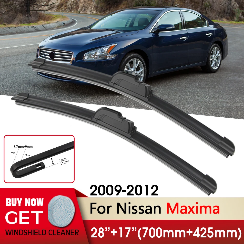 

Car Wiper RHD & LHD Front Wiper Blades 28"+17" For Nissan Maxima 2009-2012 Fit U Hook Arm Windscreen Wipers Auto Accessories